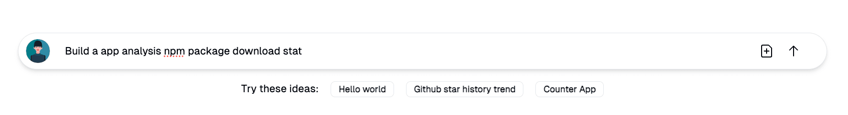 Entering the npm download stats prompt in lab2's AI web app builder