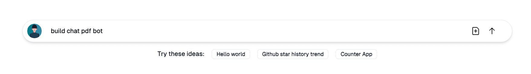 Entering the prompt 'build a chat pdf bot' in lab2's AI web app builder
