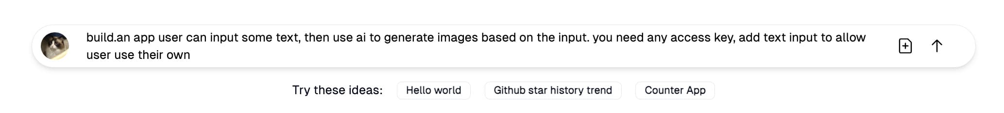 Entering the text-to-image app prompt in lab2's AI web app builder