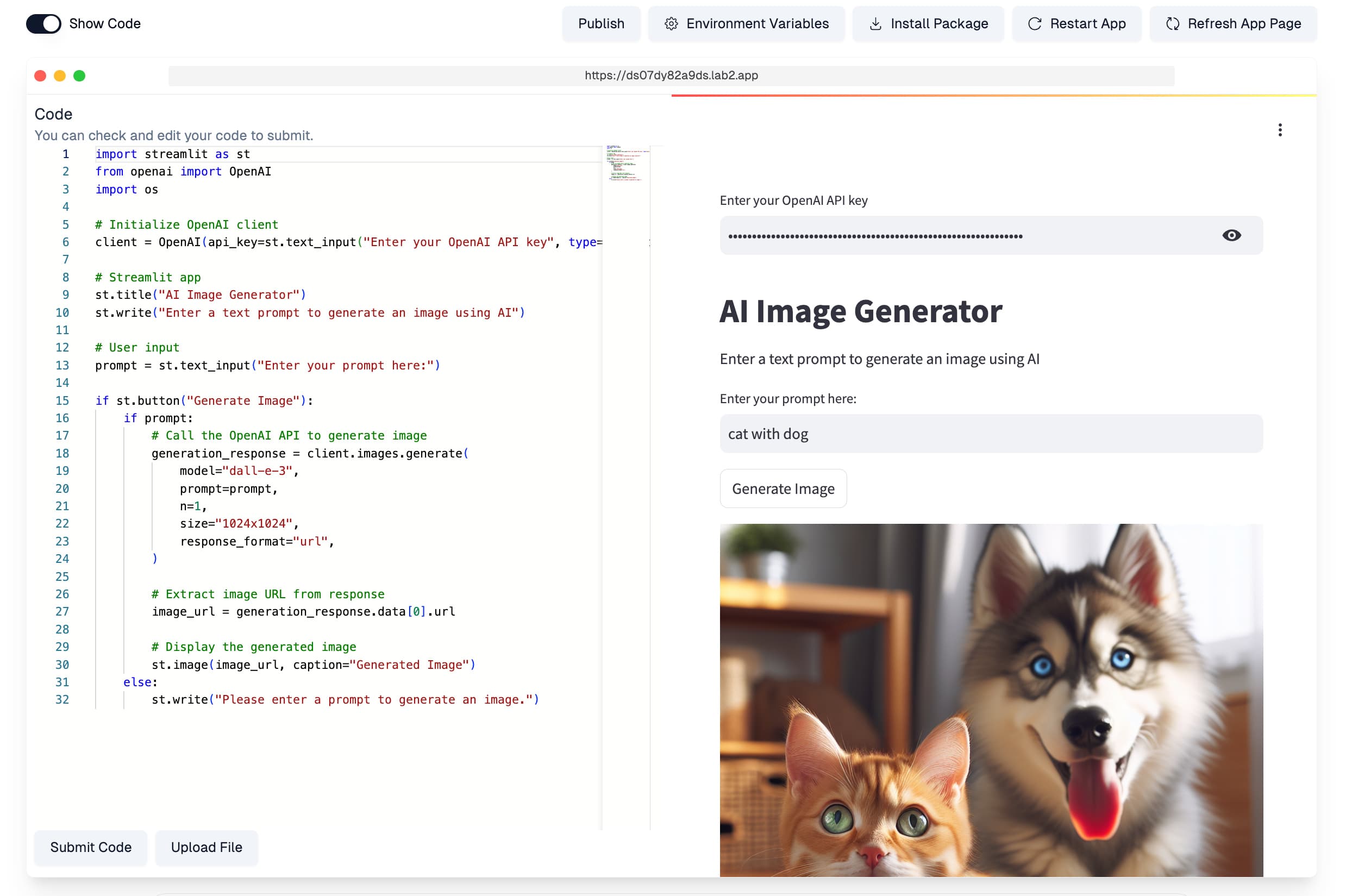 A text-to-image AI generator app built and hosted by lab2