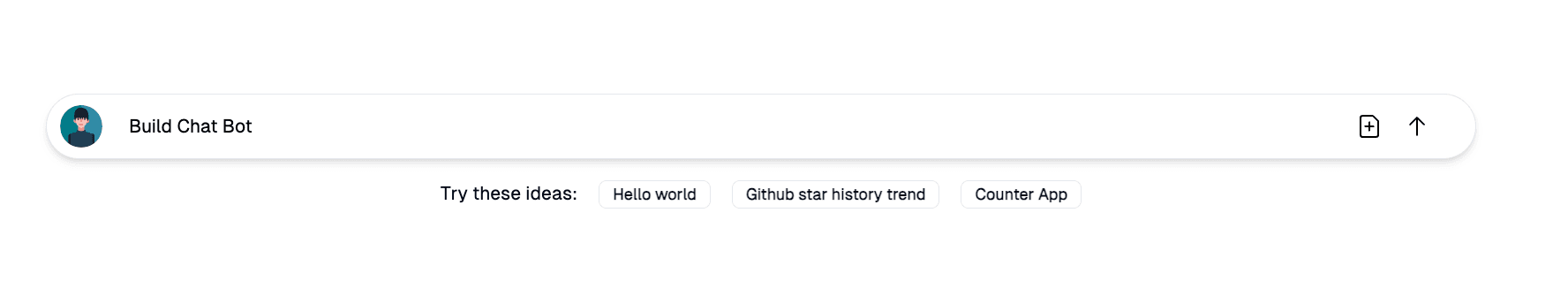 Entering the prompt 'build a chat bot' in lab2's AI web app builder